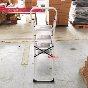 Square Tube White Iron Household Ladder Treads with Rubber Skin