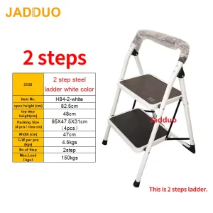 Low Handrail Steel Ladder White Color