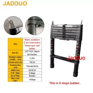 2.0m/2.3m/2.6m Black Oxidation One-button Telescopic Tent Ladder