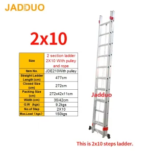 2 Section Ladder With Pulley and Rope