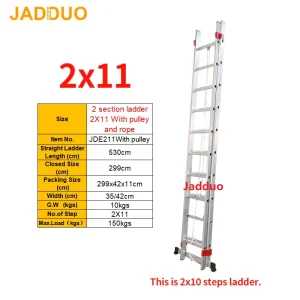 2 Section Ladder With Pulley and Rope