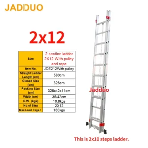 2 Section Ladder With Pulley and Rope