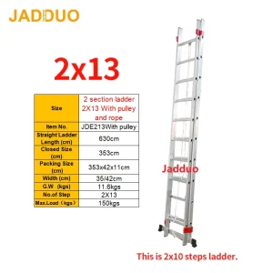 2 Section Ladder With Pulley and Rope