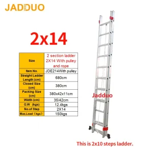 2 Section Ladder With Pulley and Rope