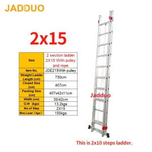 2 Section Ladder With Pulley and Rope