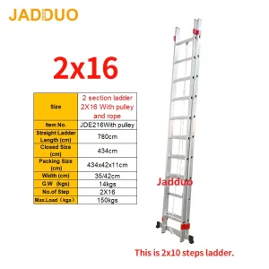 2 Section Ladder With Pulley and Rope