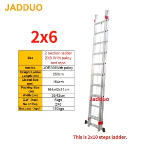 2 Section Ladder With Pulley and Rope