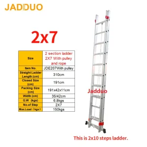 2 Section Ladder With Pulley and Rope