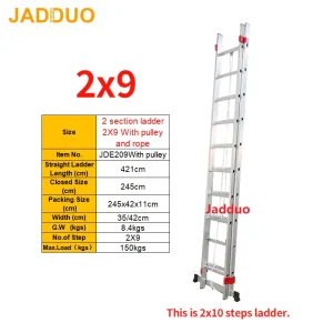 2 Section Ladder With Pulley and Rope