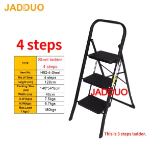 Black Iron Step Ladder Square Tube Treads with Rubber Skin