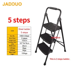 Round Iron Ladder Black with Plastic Tread