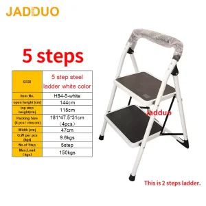 Low Handrail Steel Ladder White Color