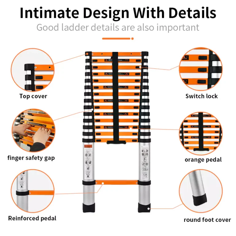Orange Step Ladder With Finger Safety Gap