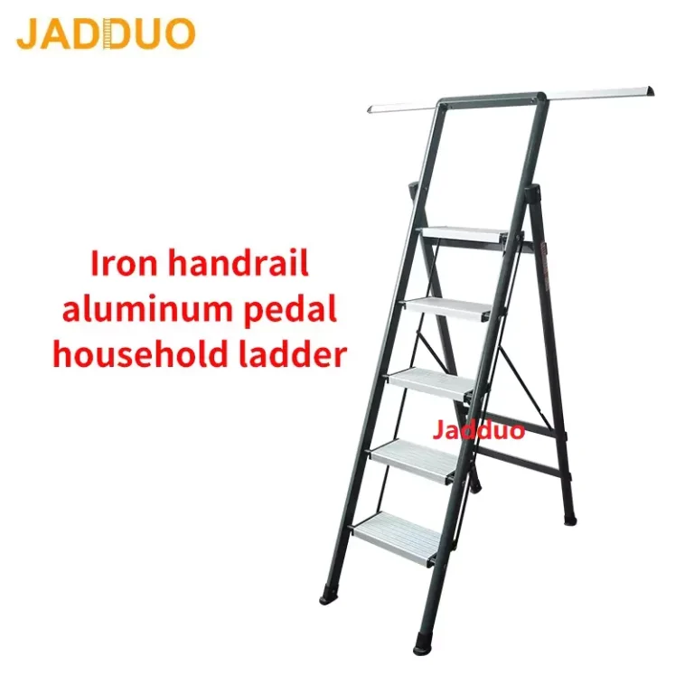 Black Iron Handrail Aluminum Pedal Household Ladder