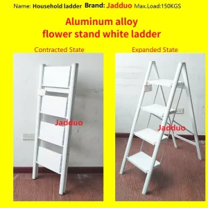 Aluminum Alloy Flower Stand Ladder White