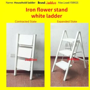 Iron Flower Stand Ladder White