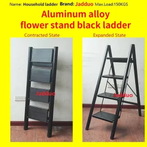 Black Aluminum Flower Stand Step Ladder