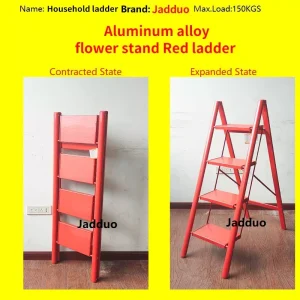 Red Aluminum Alloy Flower Stand Ladder