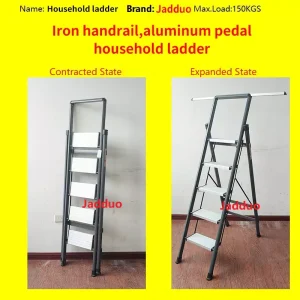 Black Iron Handrail Aluminum Pedal Household Ladder