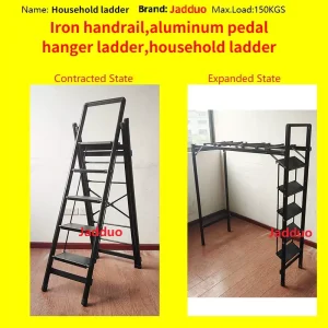 Black Multifunctional Ladder Drying Rack Household Ladder Extra Wide Tread