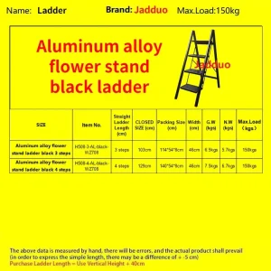 Black Aluminum Flower Stand Step Ladder