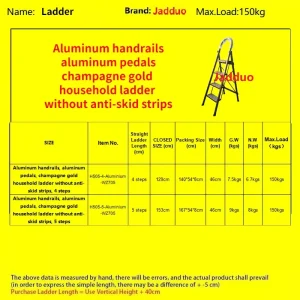 Aluminum Champagne Gold Household Ladder Without Anti-skid Strips