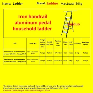 Black Iron Handrail Aluminum Pedal Household Ladder