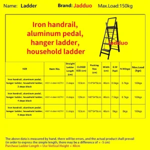 Black Multifunctional Ladder Drying Rack Household Ladder Extra Wide Tread