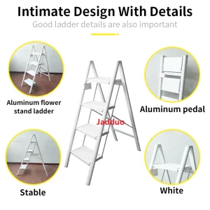 Aluminum Alloy Flower Stand Ladder White