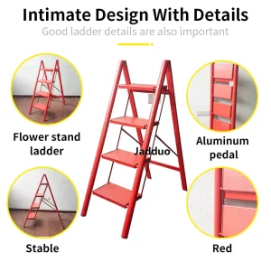 Red Aluminum Alloy Flower Stand Ladder
