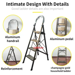 Aluminum Champagne Gold Household Ladder Without Anti-skid Strips