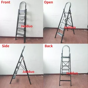 Black Aluminum Household Ladder with Non-slip Strip