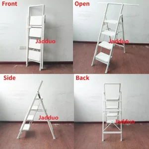 Iron Flower Stand Ladder With Armrest Pull-out Bracket White