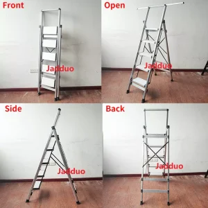 Iron Handrail Aluminum Pedal Household Ladder White