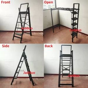 Black Multifunctional Ladder Drying Rack Household Ladder Extra Wide Tread