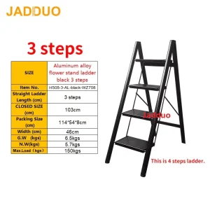 Black Aluminum Flower Stand Step Ladder