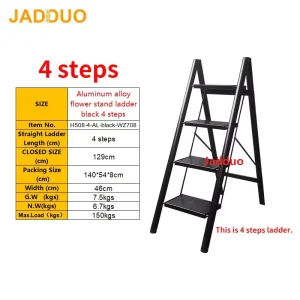 Black Aluminum Flower Stand Step Ladder