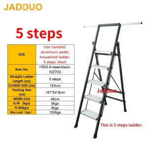 Black Iron Handrail Aluminum Pedal Household Ladder