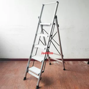 Iron Handrail Aluminum Pedal Household Ladder White