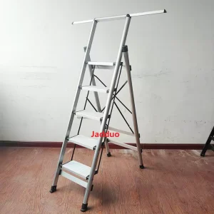 Iron Handrail Aluminum Pedal Household Ladder White