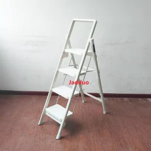 Iron Flower Stand Ladder With Armrest Pull-out Bracket White
