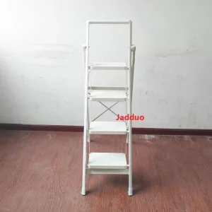 Iron Flower Stand Ladder With Armrest Pull-out Bracket White