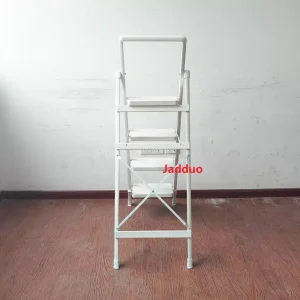 Iron Flower Stand Ladder With Armrest Pull-out Bracket White