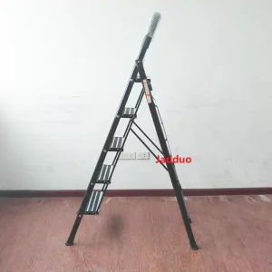 Black Aluminum Household Ladder with Non-slip Strip
