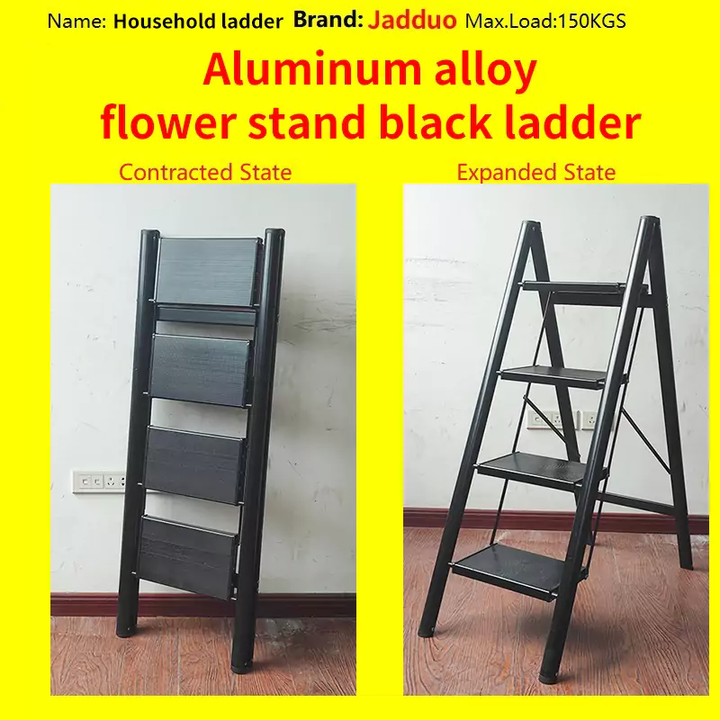 Black Aluminum Flower Stand Step Ladder