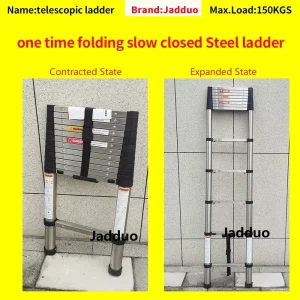 One Time Folding Slow Closed Steel Ladder 2.6/3.2/3.8m Ladder Step Space 30cm
