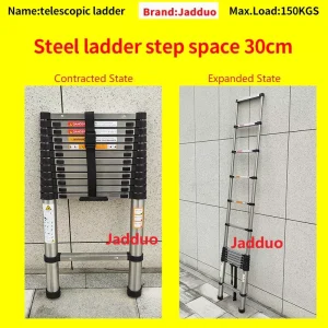 Stainless Steel Space-Saving Telescopic Ladder Step Space 30cm