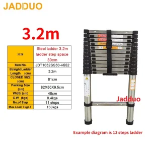 Stainless Steel Space-Saving Telescopic Ladder Step Space 30cm