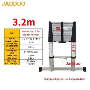 Aluminum Alloy One Time Folding Telescopic Slow Down Ladder
