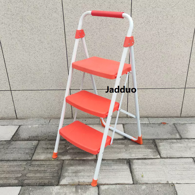 orange white step steel ladder family assistant portable folding ladder